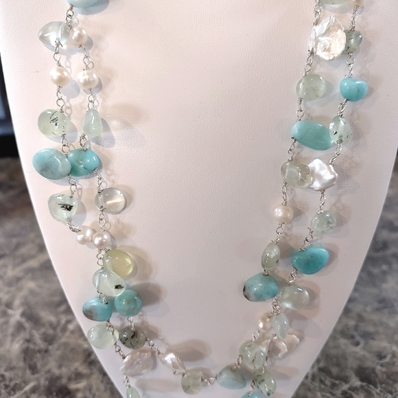 Jewelry - Freshwater Pearl & Assorted Stones Necklace 20" with 2" extender